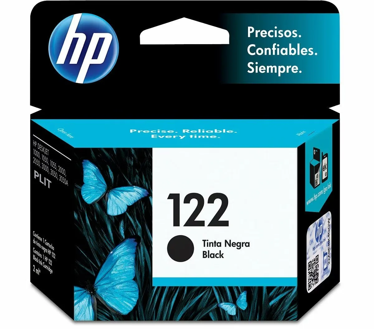 ORIGINAL: Cartucho de Tinta HP 122 (CH561HL), Negro para Impresoras HP DeskJet 1000 y 2000