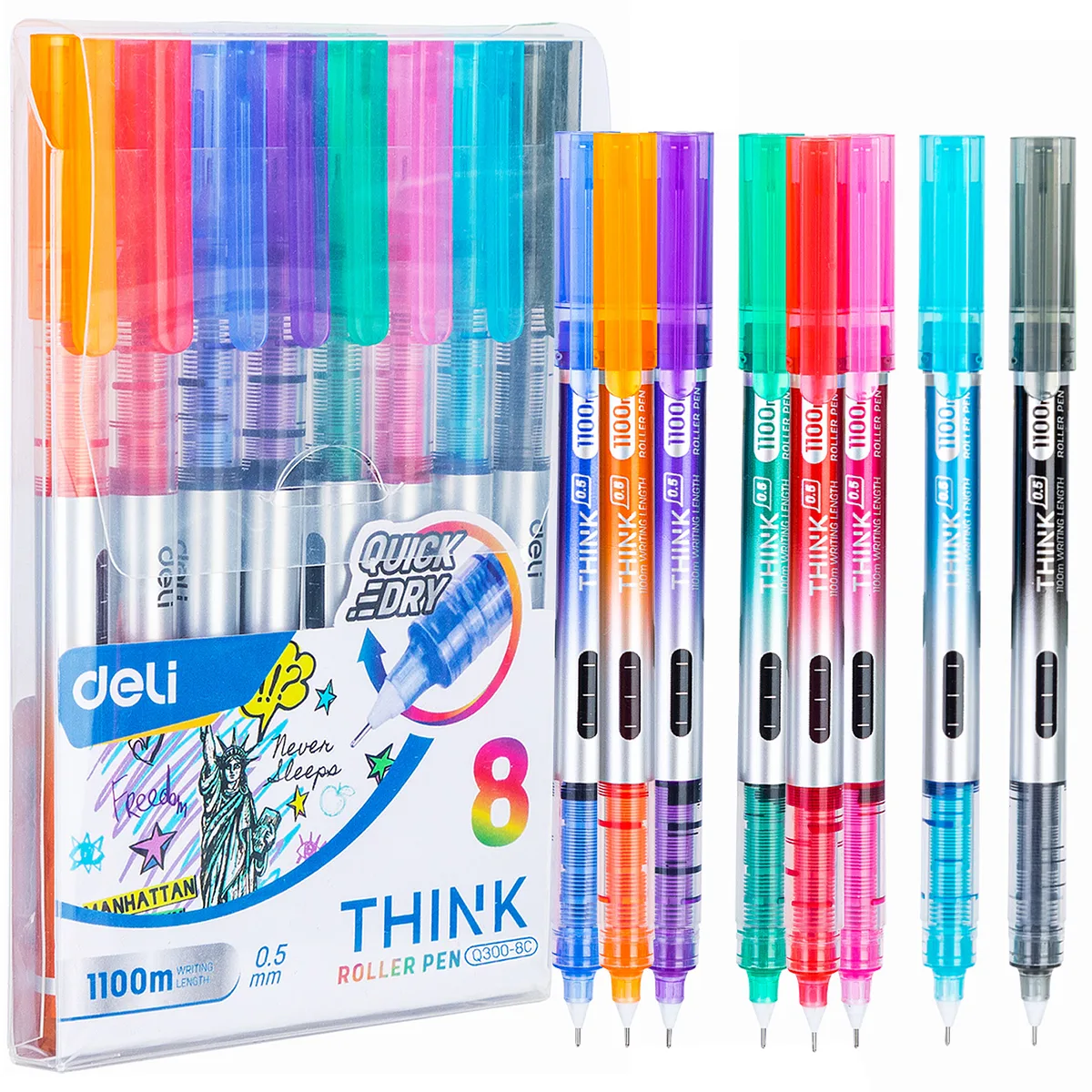 Set de Felpas de Colores Deli Think - Roller Pen 0.5 mm