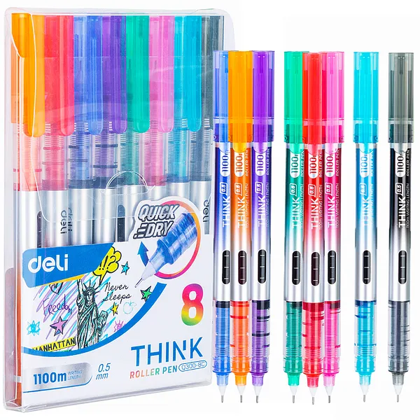 Set de Felpas de Colores Deli Think - Roller Pen 0.5 mm