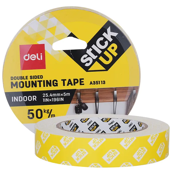 Cinta Doble Cara 1" X 5m, Blanca para Interior - Deli Stick Up