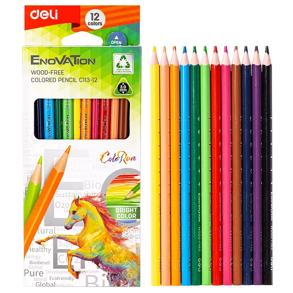 Lápices de Colores Triangular Deli Enovation, 12 pcs