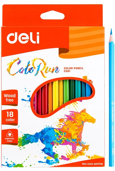 Lápices de Colores Largos, 18 pcs - Deli C00110