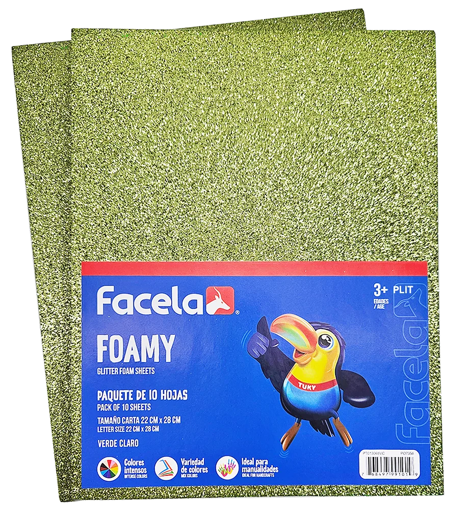 Foamy Escarchado 9" x 12", Verde Claro , 10 Hojas