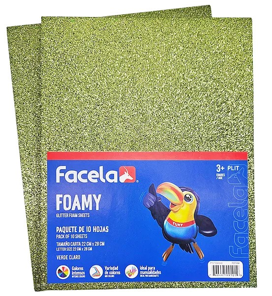 Foamy Escarchado 9" x 12", Verde Claro , 10 Hojas