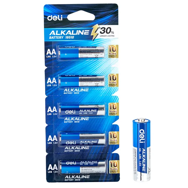 Pila Batería Alcalina AA 1.5V, 5 pcs - Deli 18510