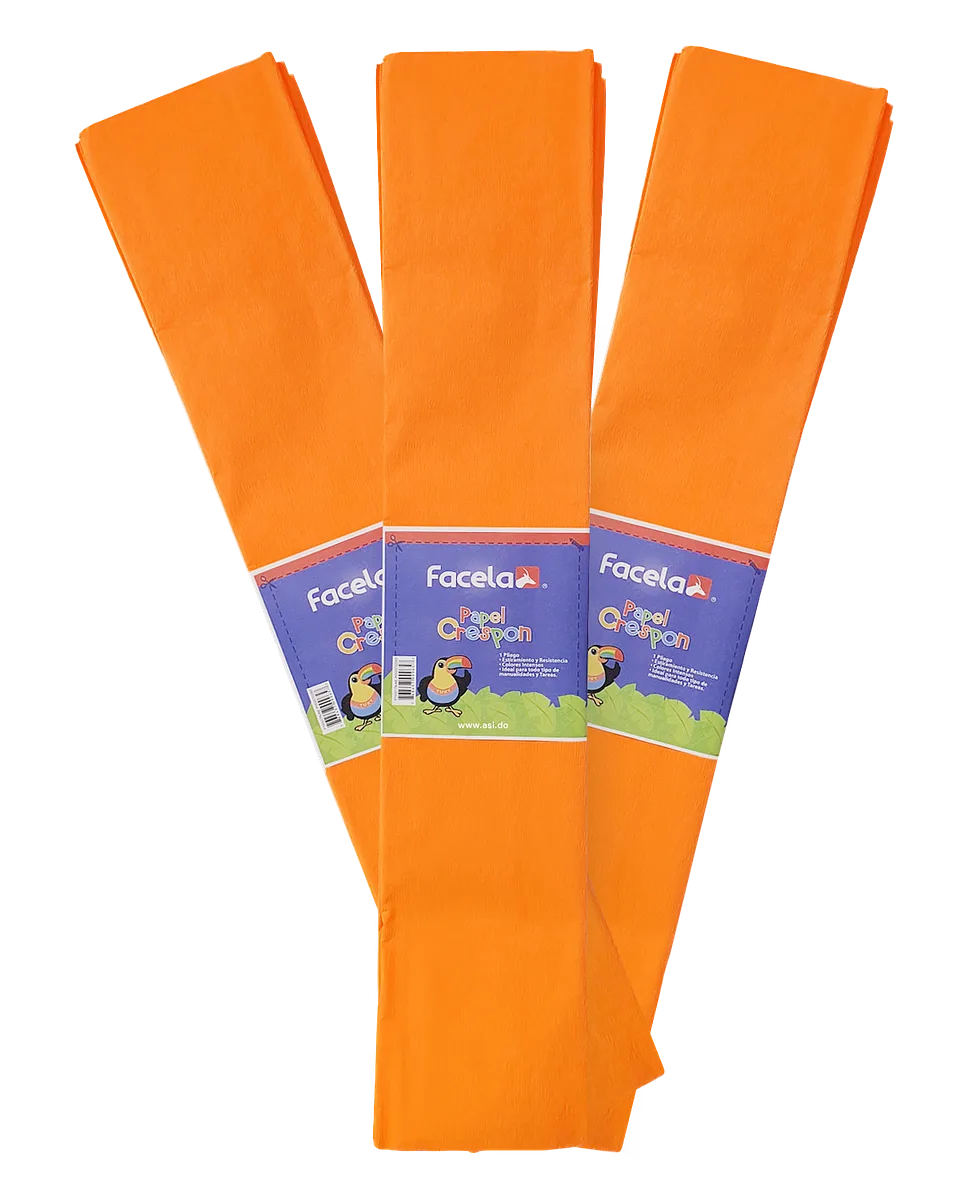 Papel Crepé Naranja Neon, 150 cm - 10 pcs