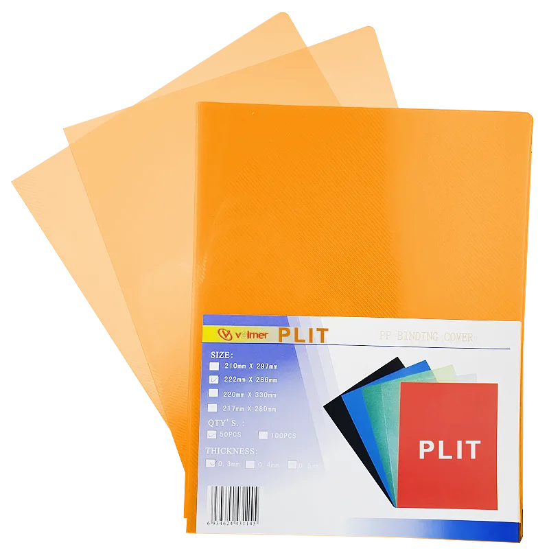 Cubierta para Encuadernar Plástica, Naranja Transparente (Binding Cover)