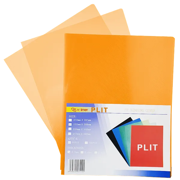 Cubierta para Encuadernar Plástica, Naranja Transparente (Binding Cover)