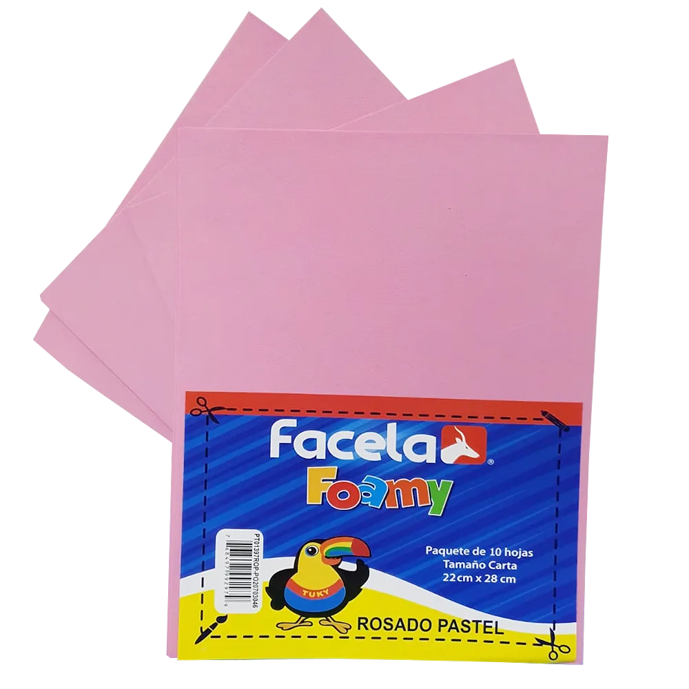 Foamy Liso 9" x 12", Color Rosado, 10 Hojas