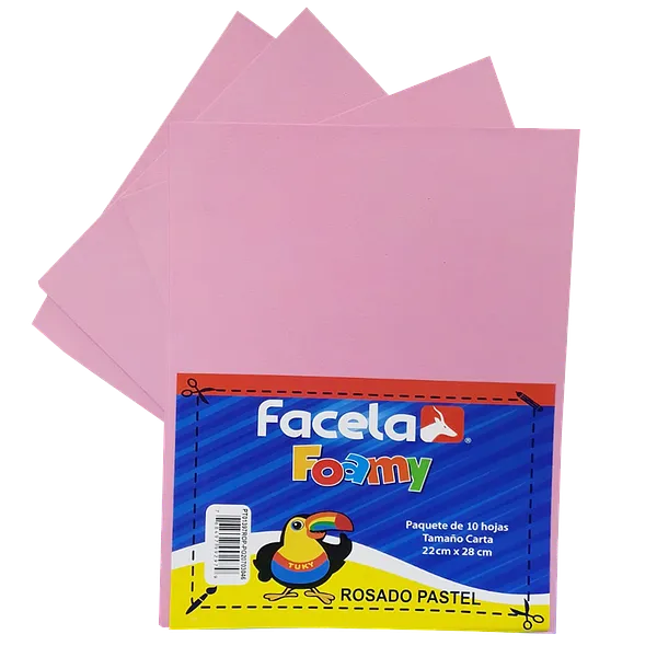 Foamy Liso 9" x 12", Color Rosado, 10 Hojas
