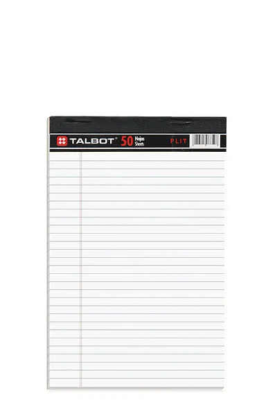 Libreta Rayada Blanca 5.5″ x 8.5″ de 50 Hojas - Talbot T-79211050PAD-B