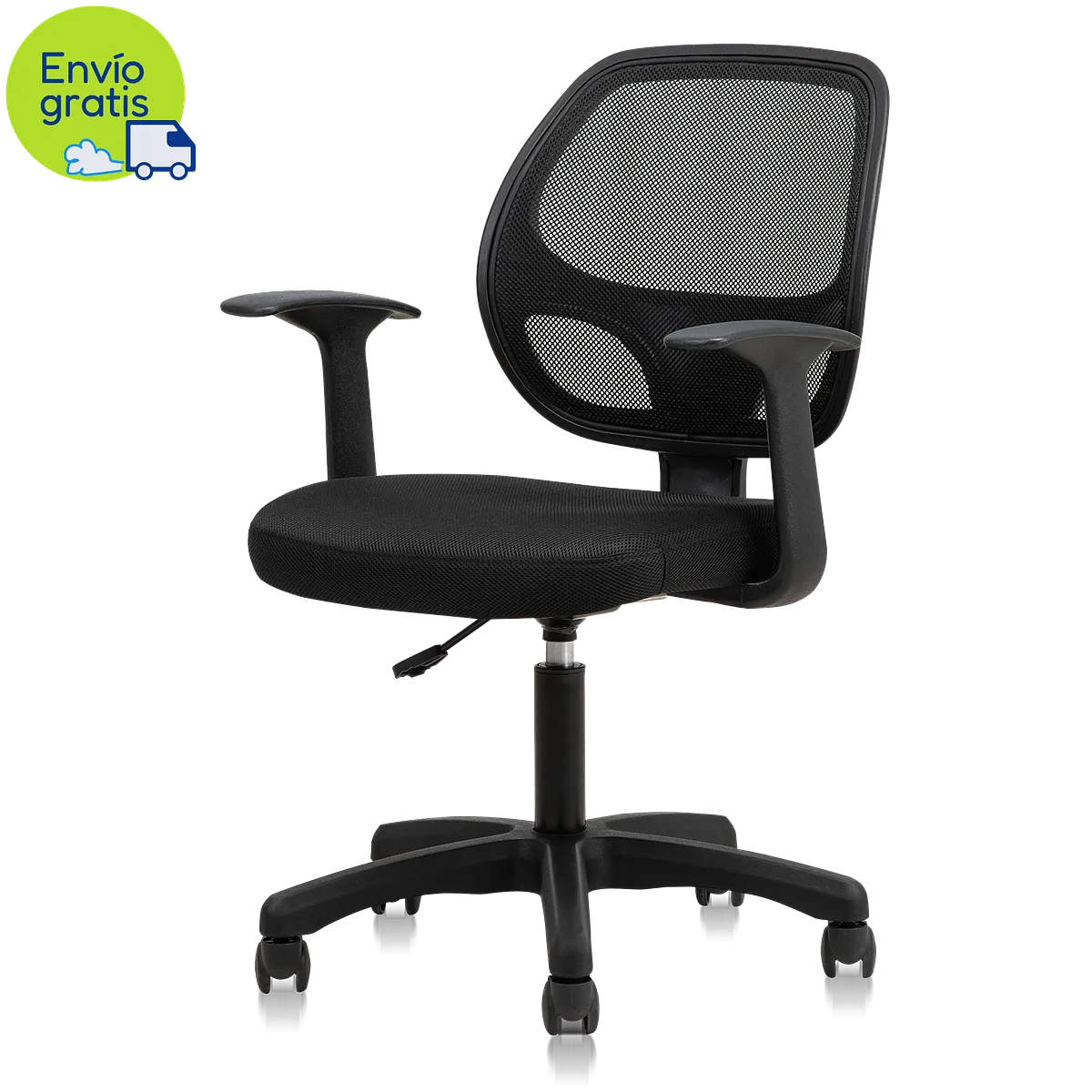 Silla Secretarial con Brazos, Negra - Deli