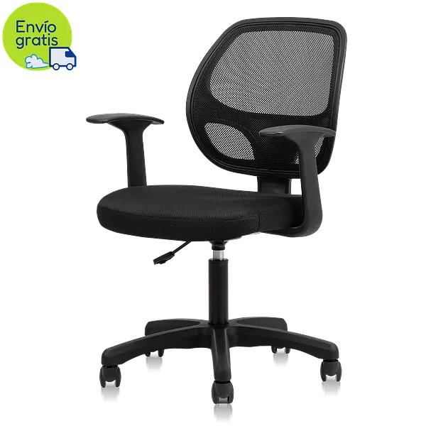 Silla Secretarial con Brazos, Negra - Deli
