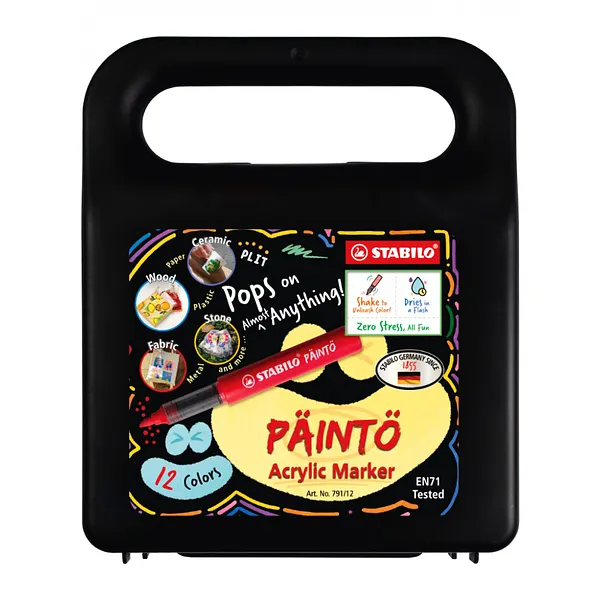 Set de Marcadores Acrílicos STABILO PAINTO, 12 colores