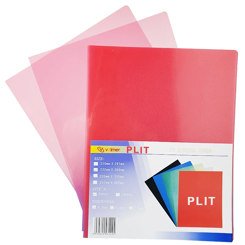 Cubierta para Encuadernar Plástica, Rojo Transparente, 50 pcs