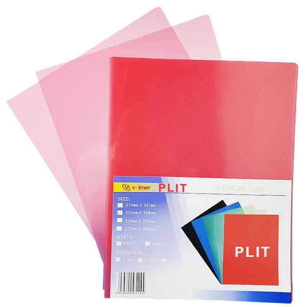 Cubierta para Encuadernar Plástica, Rojo Transparente, 50 pcs