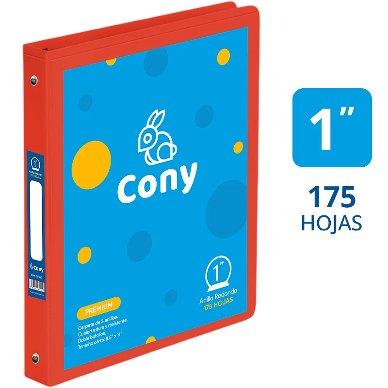 Carpeta Cony 1" con Cover, Roja