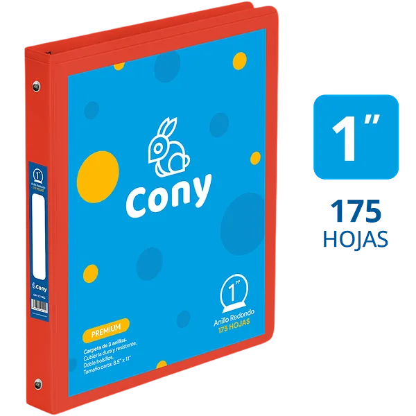Carpeta Cony 1" con Cover, Roja