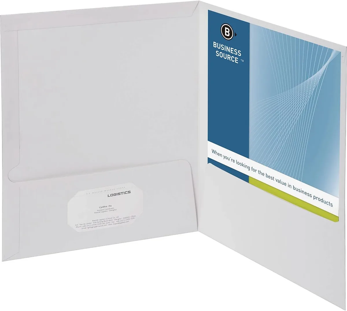 Folders Satinado con Bolsillos, Blanco - Business Source BSN-44424