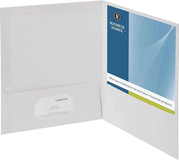 Folders Satinado con Bolsillos, Blanco - Business Source BSN-44424