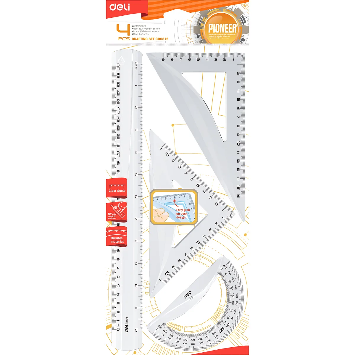 Estuche Geométrico Grande, 4 pcs