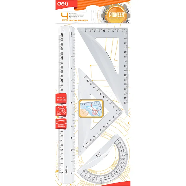 Estuche Geométrico Grande, 4 pcs