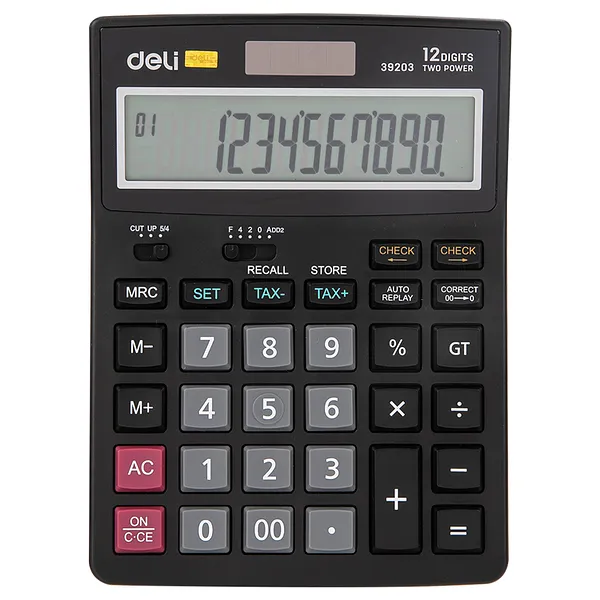 Calculadora Mediana de 12 Dígitos, Negra - Deli Smart 39203