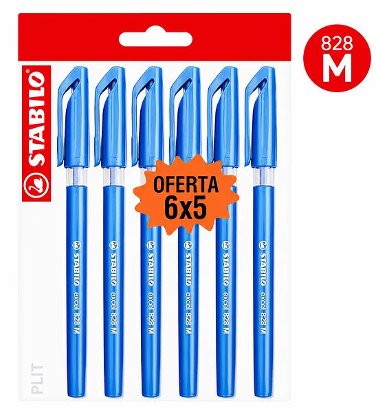 Set de Bolígrafos Stabilo Excel 828 M Azul, 6 Lapiceros