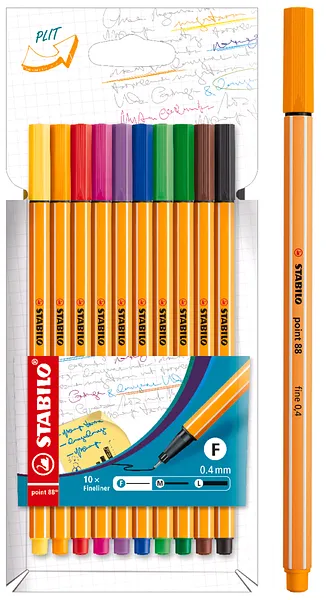Marcadores STABILO Point 88 Punta Fina 0.4mm, 10 Colores