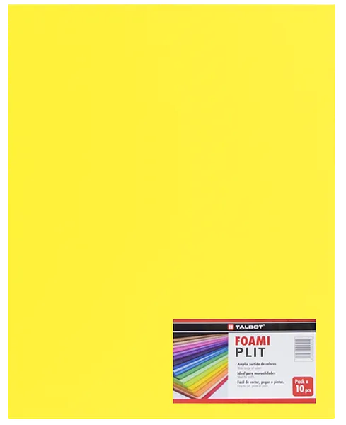 Cartulina Foami Liso 20" x 28" Amarillo, 10 pcs