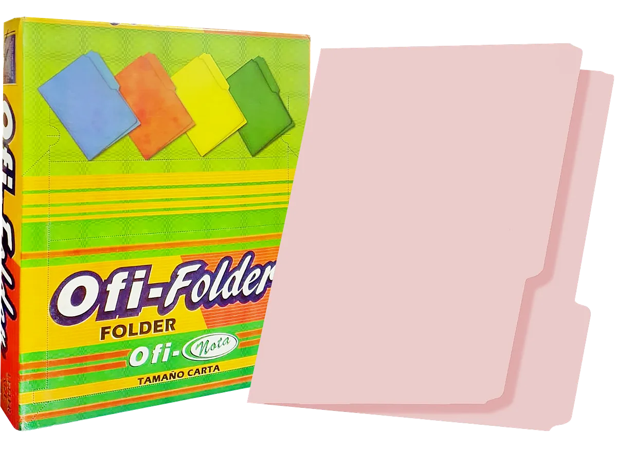 Folders Rosado Pastel 8.5" x11", 100 pcs - Ofi-Nota 03553