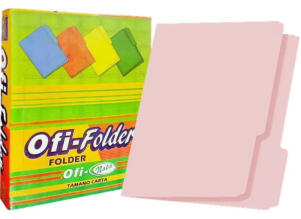 Folders Rosado Pastel 8.5" x11", 100 pcs - Ofi-Nota 03553