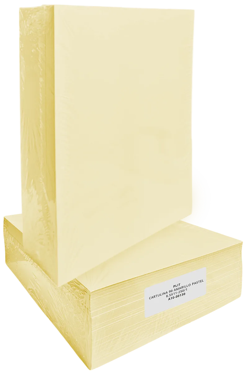 Resma de Cartulina Amarillo Pastel 8.5x11 de 90 gramos, 250 Hojas