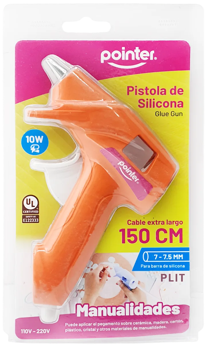 Pistola de Silicona Eléctrica Pequeña 110-220V, Naranja - Pointer PS-10
