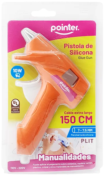 Pistola de Silicona Eléctrica Pequeña 110-220V, Naranja - Pointer PS-10