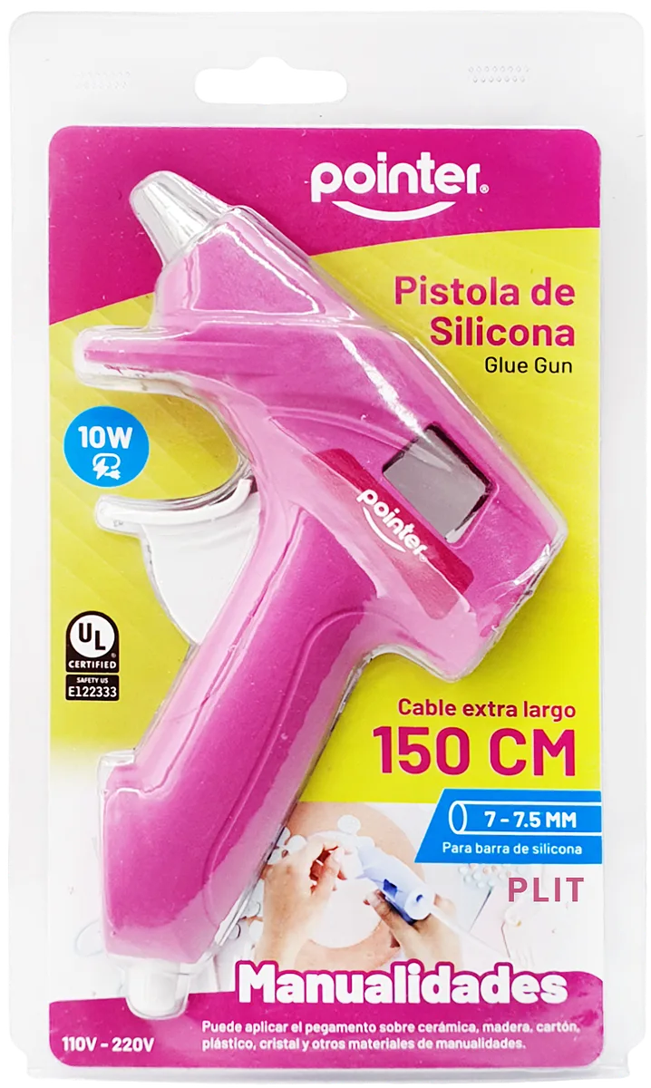 Pistola de Silicona Eléctrica Pequeña 110-220V, Rosada - Pointer PS-10
