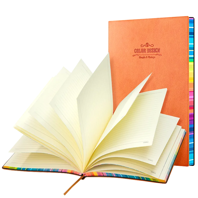 Libreta Rayada con Bordes de Arcoíris, 112 Hojas - Naranja