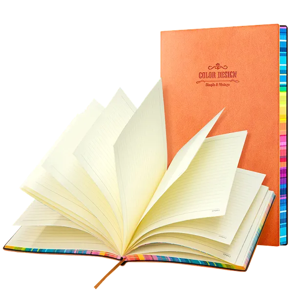 Libreta Rayada con Bordes de Arcoíris, 112 Hojas - Naranja