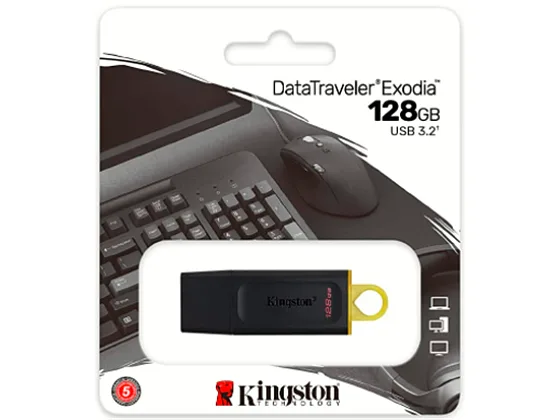 Memoria Usb 128 Gb Kingston, 3.2 Data Traveler Exodia (Negro + Amarillo)