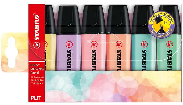 Set de Resaltadores STABILO BOSS ORIGINAL Pastel, 6 Colores