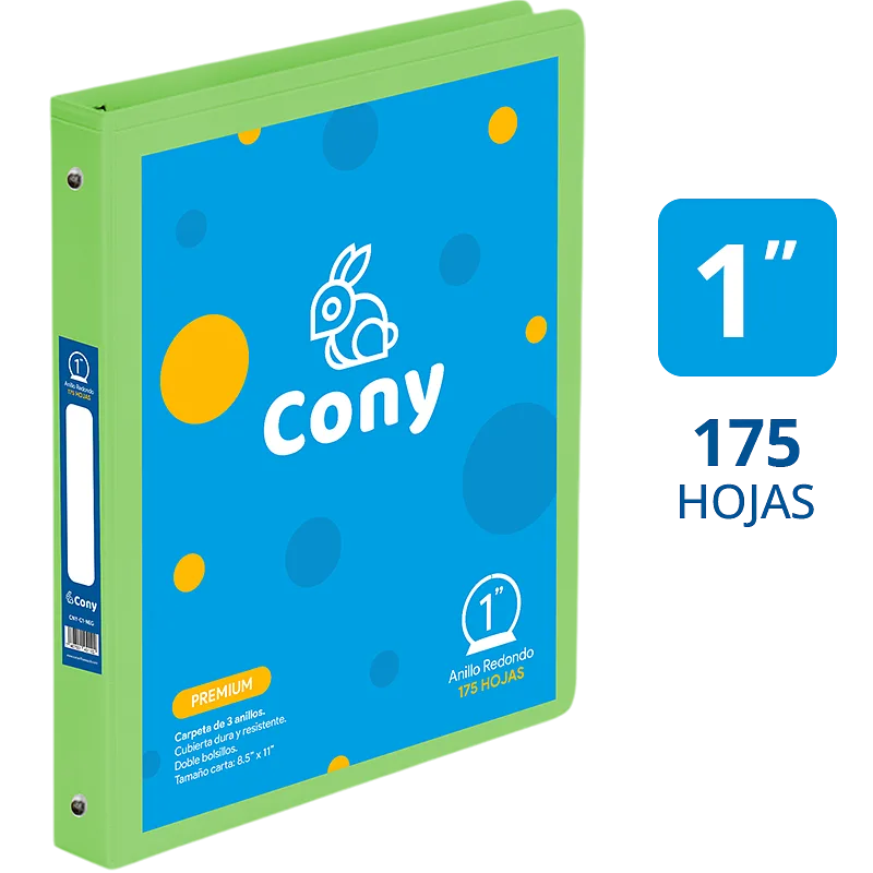 Carpeta Cony 1" con Cover, Verde Manzana