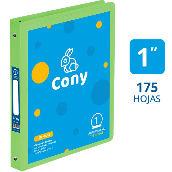 Carpeta Cony 1" con Cover, Verde Manzana