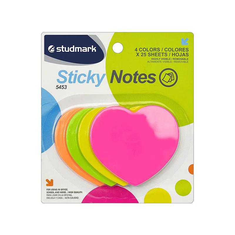 Nota Adhesiva (Post-it) de Corazon, 4 Color - Studmark Sticky Note