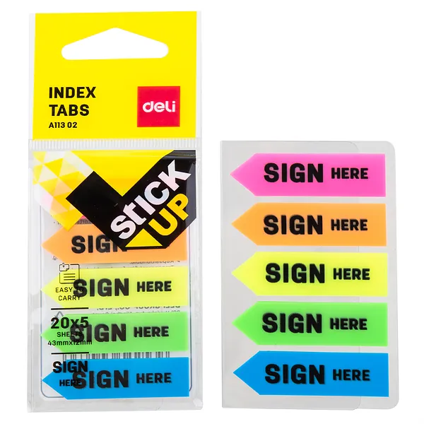 Banderita Señalizadora de Firma (Sign Here), 5 Colors - Deli Stick Up A11302