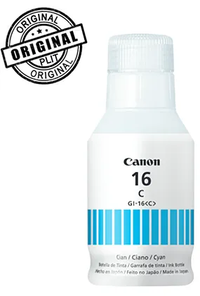 Original: Botella de Tinta Canon GI-16 Cyan para Impresoras Canon Maxify: Gx 3010, Gx4010, Gx6010, Gx7010