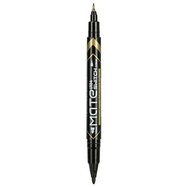 Marcador Permanente Doble Punta Fina, Negro - Deli Mate