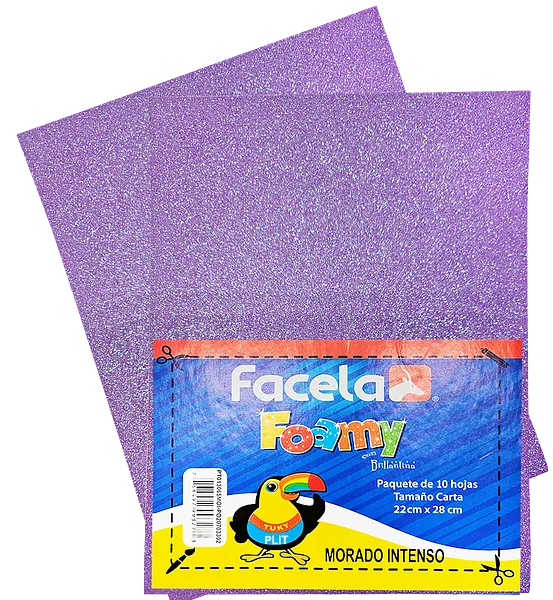 Foamy Escarchado 9" x 12", Morado Intenso, 10 Hojas