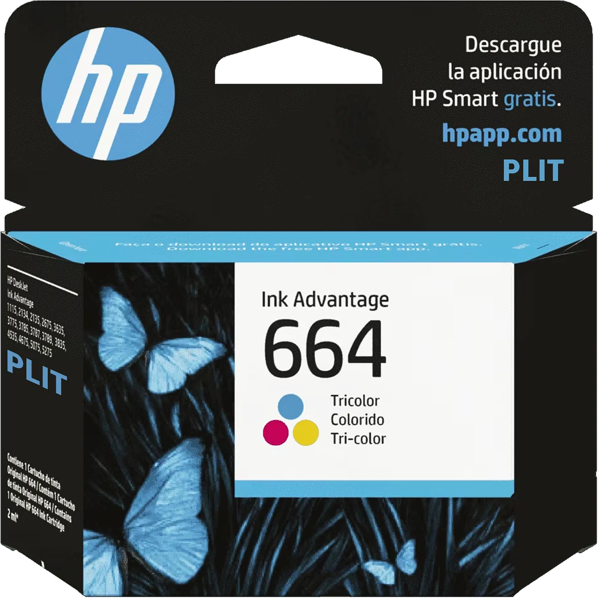 ORIGINAL: Cartucho de Tinta HP 664 (F6V29AL) 2 ml, Tri-Color