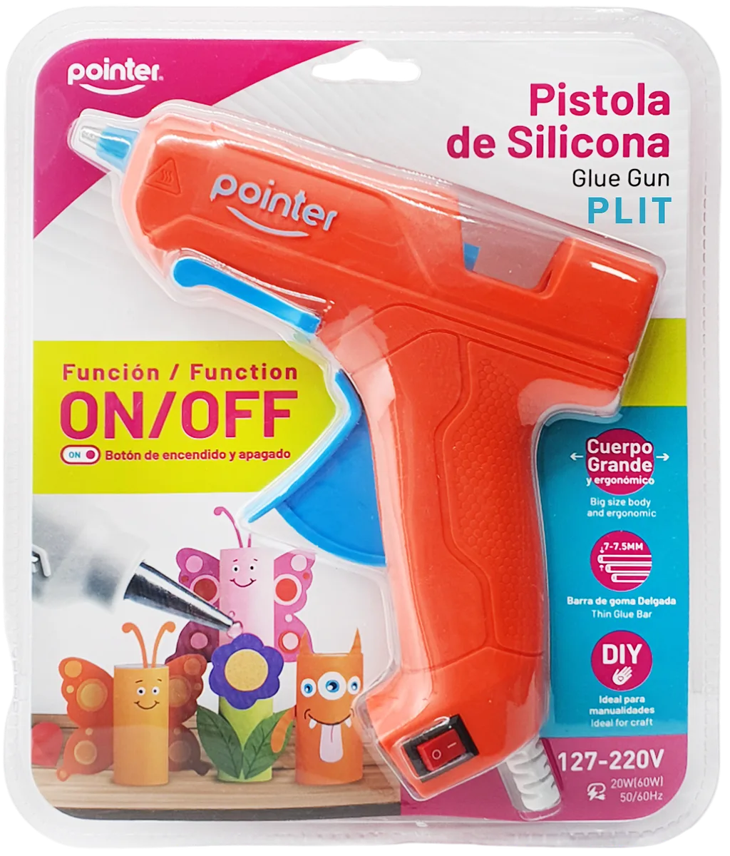 Pistola de Silicona Grande con Botón de Encendido Pointer PS-20-OF, Naranja