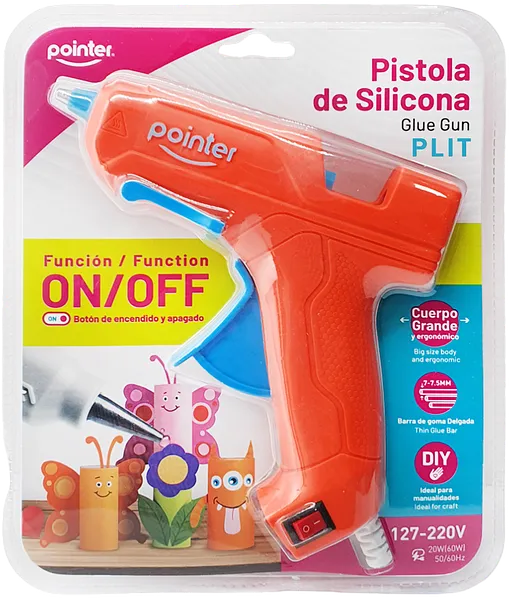 Pistola de Silicona Grande con Botón de Encendido Pointer PS-20-OF, Naranja